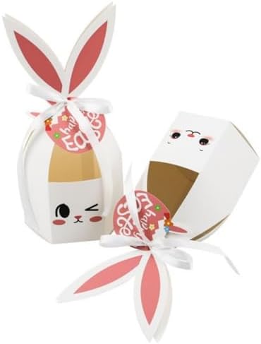 DUYUMOTO 20Pcs Bunny Easter Treat Boxes with Ribbon