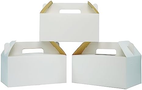 PandaPandaPPS 50 Pack White Gable Boxes 825x5x4 for Gifts and Parties