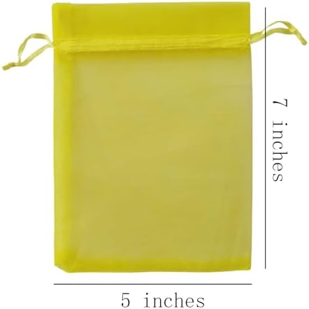100 Pc Yellow Organza Gift Bags with Drawstring