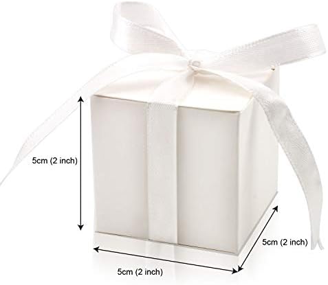KPOSIYA 100 Pack 2x2x2 Inch White Gift Boxes with Ribbons