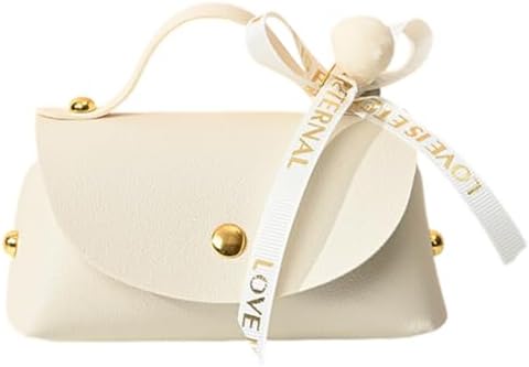 Leather Candy Boxes with Bow 6 PCS Beige