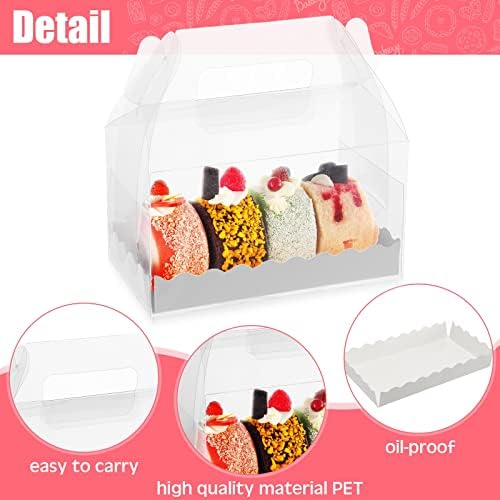 Handepo 25 Pcs Clear Gable Boxes with Handles