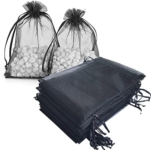 100 Pcs Black 4x6 Inch Drawstring Gift Wrap Bag