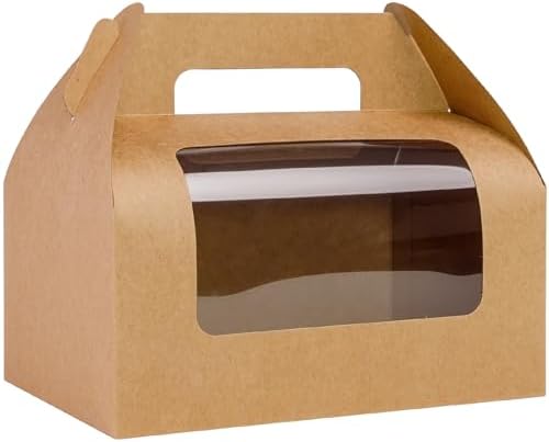 WholeMy 30 Pack Large Gable Gift Boxes Brown Kraft with Window