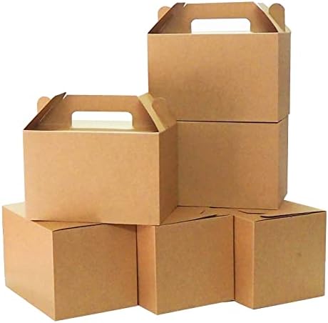 Unarty 30 Large Gable Boxes with Handle for Gifts and Parties