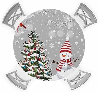 ZOE GARDEN Christmas Gnomes Round Waterproof Table Cover