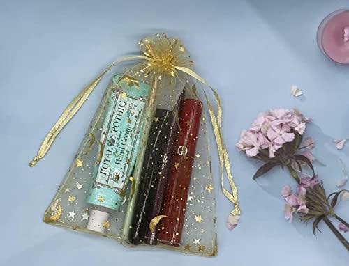 100PCS Gold Organza Gift Bags 5x7 with Drawstrings
