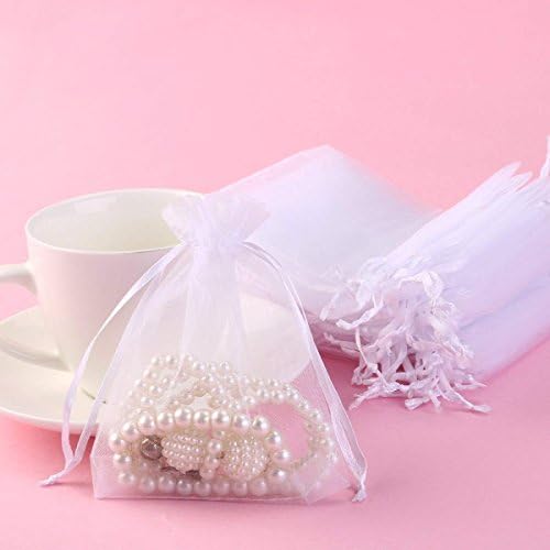 100pcs White Drawstring Organza Gift Bags for Wedding Party Favor