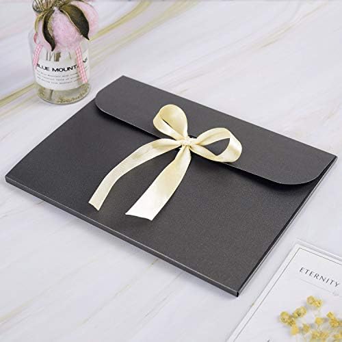 10PCS Gift Envelopes with Ribbon Bowknot Black