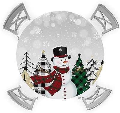 Christmas Round Waterproof Table Cover for Indoor Outdoor Use
