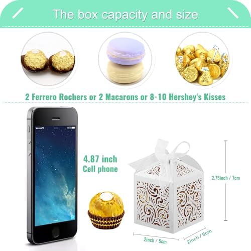 COTOPHER 100Pcs Laser Cut White Favor Boxes for Gifts
