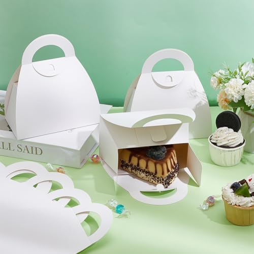 PH PandaHall 10pcs White Treat Boxes with Handles for Gift Giving