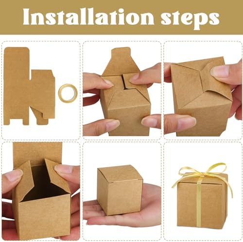 Hooqict 100 Pack Brown Kraft Gift Boxes for Party Favors