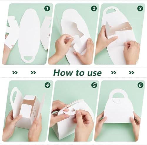 PH PandaHall 10pcs White Treat Boxes with Handles for Gift Giving