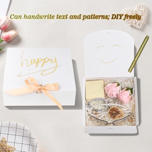 12 Pack White Square Gift Boxes with Metal Pens