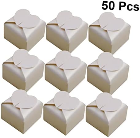 Homoyoyo 50pcs Heart Shaped Paper Candy Boxes for Wedding Birthday Parties
