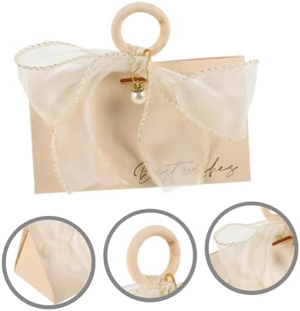 KOMBIUDA 10pcs Wedding Favor Boxes with Handle and Gold Trim