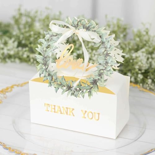 Efavormart 25 Pack White Love Wreath Gift Boxes With Ribbon