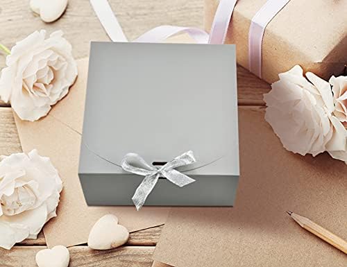HUAPRINT Gray Gift Boxes with Lids 8x8x4 Inches 12 Sets