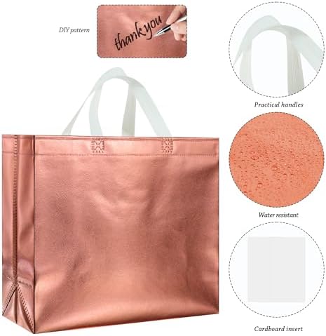 BLEWINDZ 60Pcs Reusable Gift Bags Rose Gold