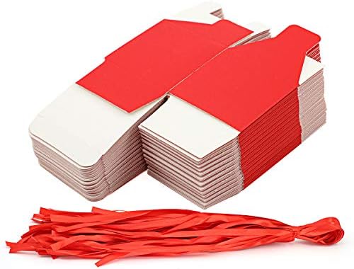 KPOSIYA 100 Pack Red Cube Gift Boxes with Ribbons