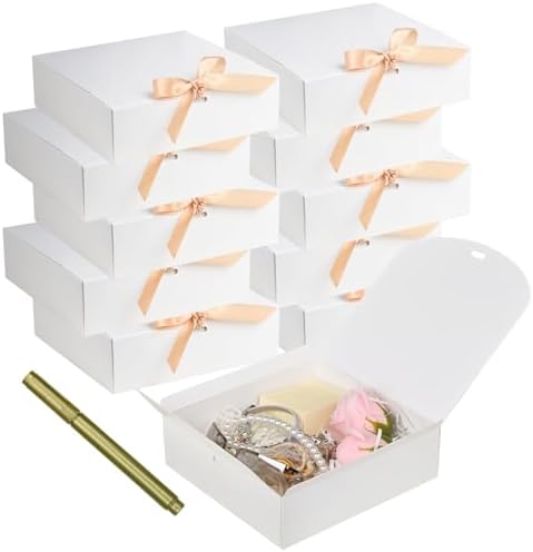12 Pack White Square Gift Boxes with Metal Pens