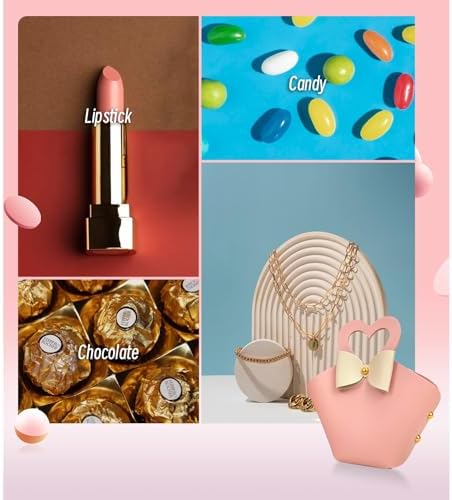 Topoloar 10 Pack Pink Mini PU Leather Gift Bags with Handle