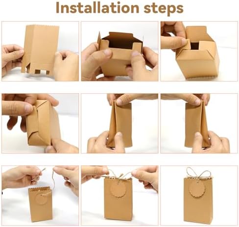 Faylapa 50Pcs Brown Party Treat Bags Boxes