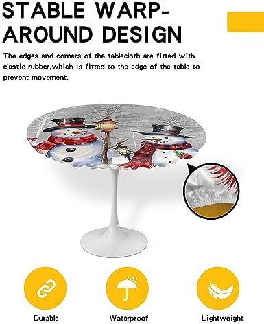 ZOE GARDEN Grey Snowman Round Waterproof Table Cover