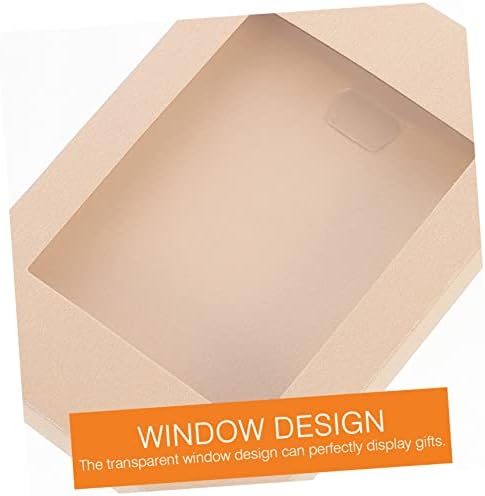 PRETYZOOM 10pcs Beige Kraft Paper Favor Boxes with Window