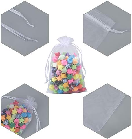 jijAcraft 100PCS White Organza Drawstring Gift Bags