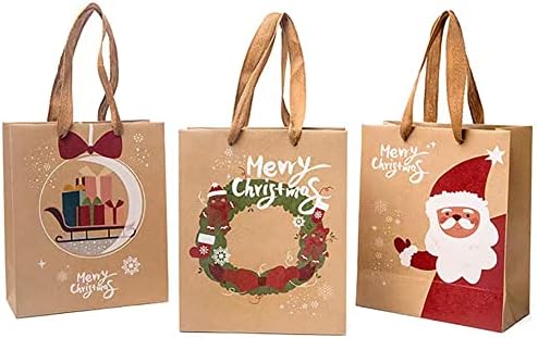 Premium Christmas Gift Bags with Ribbon Handles 6 Pack