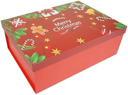 Red Christmas Gift Boxes with Lids 10 Pack