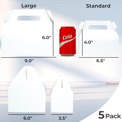 UnicoPak 5 Pack Large Gable Gift Boxes