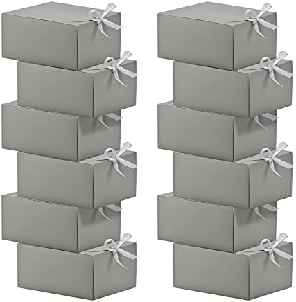 HUAPRINT Gray Gift Boxes with Lids 8x8x4 Inches 12 Sets