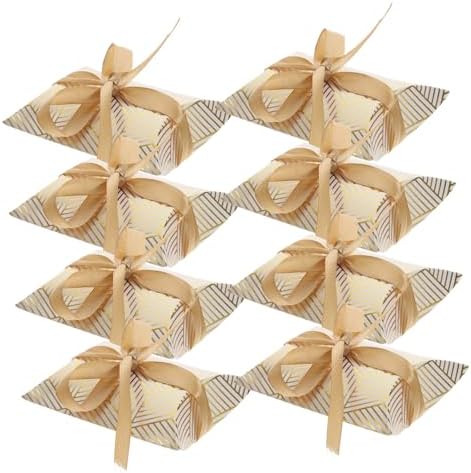 FOMIYES 50pcs Gold Foil Pillow Boxes for Parties and Holidays