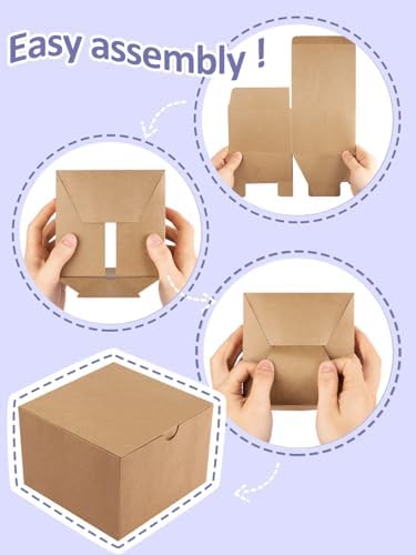 Eupako 4x4x4 Brown Kraft Gift Boxes 50 Pack