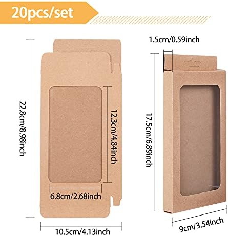 BENECREAT 20 Pack Kraft Paper Gift Boxes with Clear Window