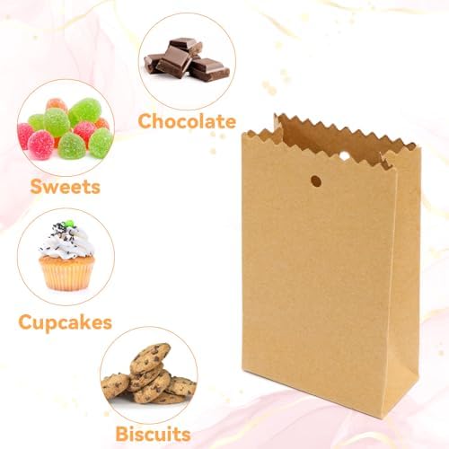 Faylapa 50Pcs Brown Party Treat Bags Boxes