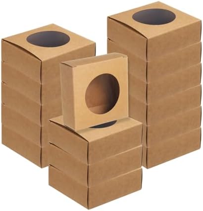 Uxcell 20Pcs Mini Kraft Soap Boxes with Clear Window