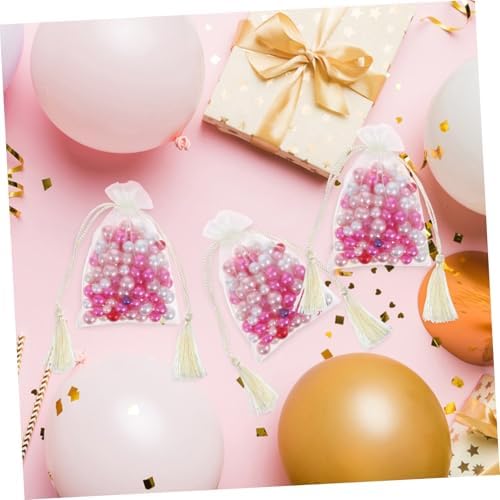 Healifty 10 Pcs Transparent Organza Drawstring Bags with Tassels