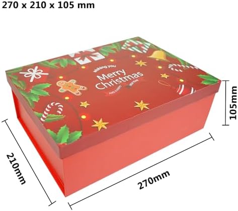 Red Christmas Gift Boxes with Lids 10 Pack