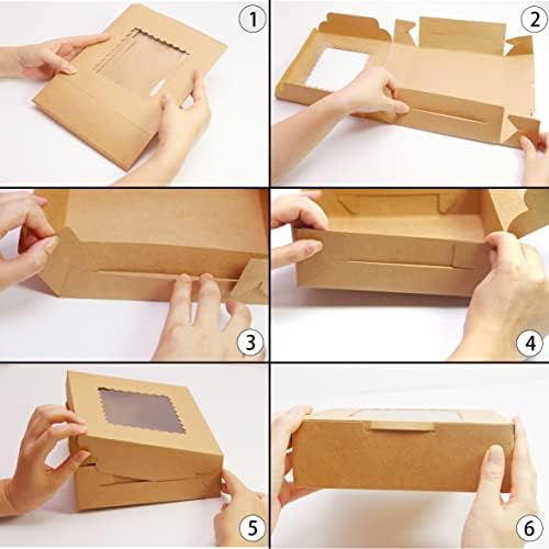 Brown Kraft Gift Boxes 10in with Window 10 Pack