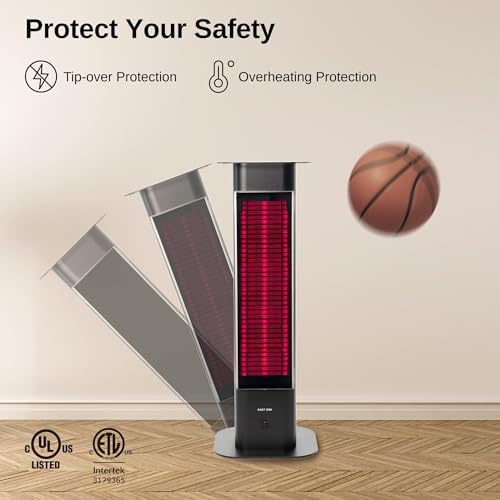 EAST OAK 1500W Electric Infrared Patio Heater with Remote Control