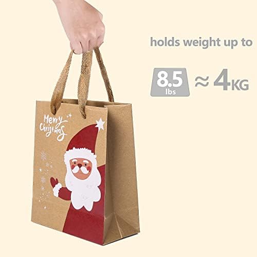 Premium Christmas Gift Bags with Ribbon Handles 6 Pack
