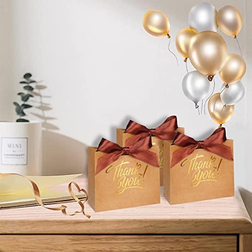 KPOSIYA Small Gift Bags 50 Pack Brown Party Favor Bags