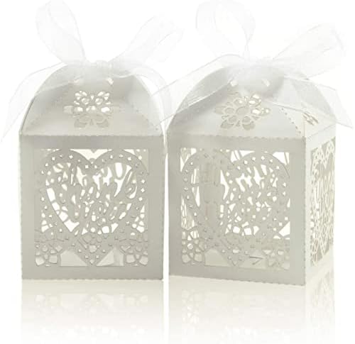 COTOPHER 60pcs Laser Cut Thank You Gift Boxes with Ribbons