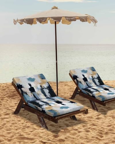 2 Pack Waterproof Canvas Cushion Covers with Ties for Chaise Lounge