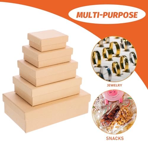 SHERCHPRY 5Pcs Kraft Gift Boxes for Wedding Favors and Parties