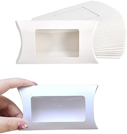 40pcs White Paper Mini Pillow Packaging Box with Clear Window